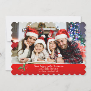 Festiva Tarjeta de Foto de Vacaciones con Borde Rojo