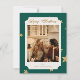 Festiva Tarjeta de Foto de Vacaciones con Estrella Verde y