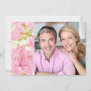 Festiva Tarjeta de Foto de Vacaciones con Flor de Nochebue