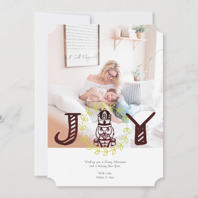 Festiva Tarjeta de foto de vacaciones de Cascanueces alegr (Anverso)