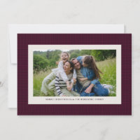 Tarjeta de foto de vacaciones de ciruela con marco