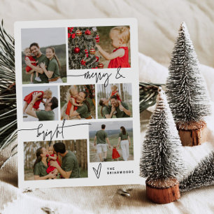 Festiva Tarjeta de Foto de Vacaciones de Corazón Minimalis