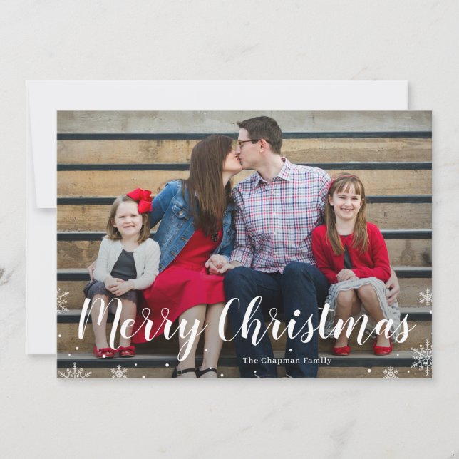 Festiva Tarjeta de foto de vacaciones de saludo de inviern (Anverso)