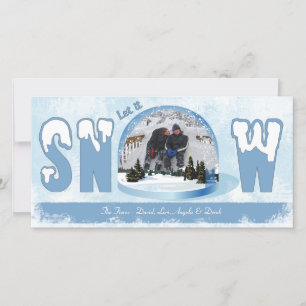 Festiva Tarjeta de Foto de Vacaciones Deja que Nieve