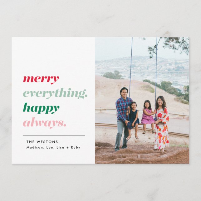 Festiva Tarjeta de Foto de Vacaciones Feliz Todo Feliz Sie (Anverso)