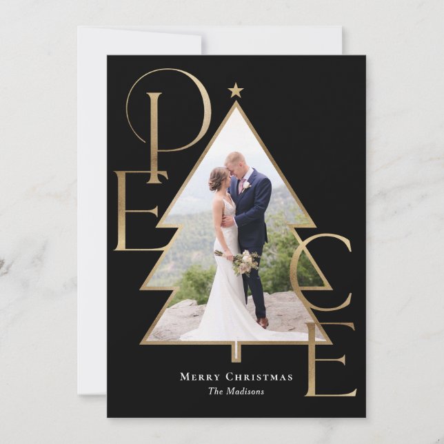 Festiva Tarjeta de Foto de Vacaciones Moderna del Árbol de (Anverso)