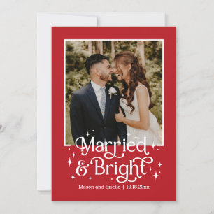 Festiva Tarjeta de Foto de Vacaciones para Recién Casados