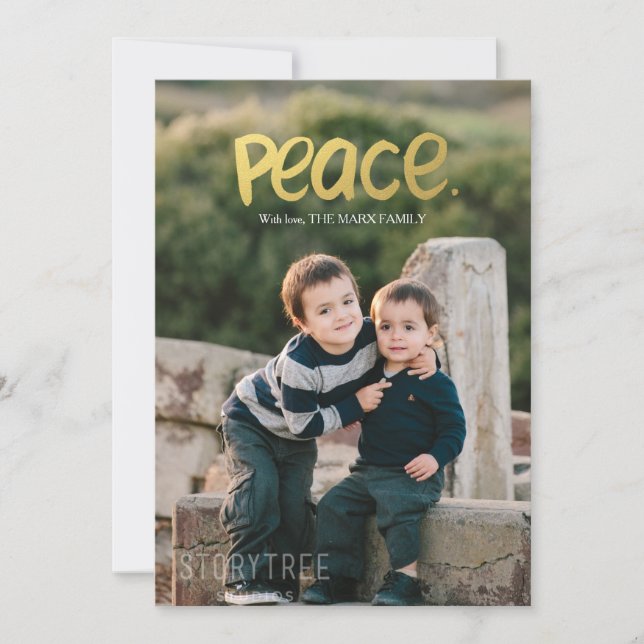 Festiva Tarjeta de Foto de Vacaciones | Paz (Anverso)