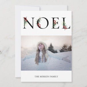 Festiva Tarjeta de foto de vacaciones plana NOEL adornada 