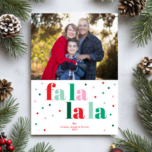 Festiva Tarjeta de Foto de Vacaciones Plana Roja Verde Ros