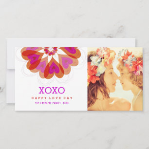 Festiva Tarjeta de foto de Valentine Flower Love Hearts Gr