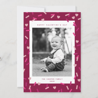 Festiva Tarjeta de foto del Día de San Valentín con confet
