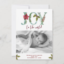 Festiva tarjeta de foto del recién nacido de navidades del