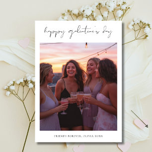 Festiva Tarjeta de Foto Día de Galentines Chica Script Xox
