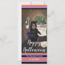 Festiva Tarjeta de foto divertida de Halloween naranja y n