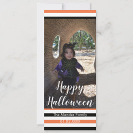 Festiva Tarjeta de foto divertida de Halloween naranja y n