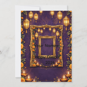 Festiva Tarjeta de foto Diwali de Linternas Doradas