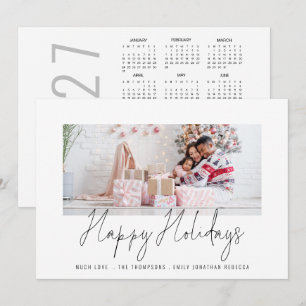Festiva Tarjeta de Foto Familiar Calendario 2027 Script Fe