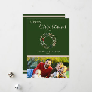 Festiva Tarjeta de Foto Familiar con Corona Elegante