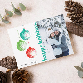 Festiva Tarjeta de Foto Familiar de Felices Fiestas con Ad