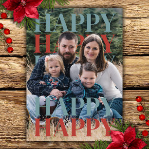 Festiva Tarjeta de Foto Familiar de Felices Fiestas Modern