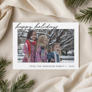 Festiva Tarjeta de Foto Familiar Felices Fiestas con Letra