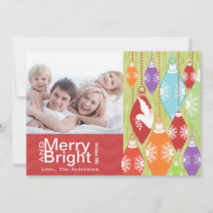 Festiva Tarjeta de foto familiar Retro Merry and Bright de