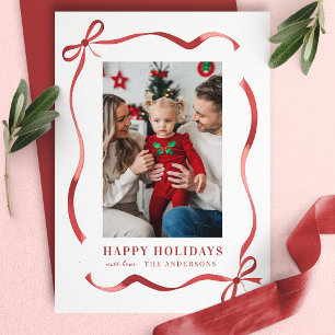 Festiva Tarjeta de Foto Felices Fiestas con Marco de Cinta