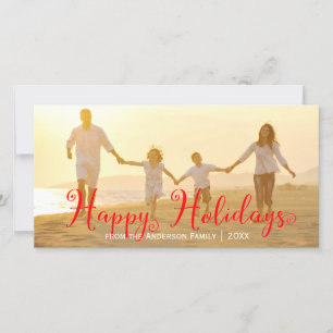 Festiva Tarjeta de Foto - Felices Fiestas Rojo Giratorio