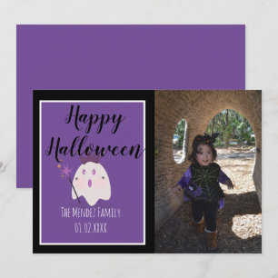 Festiva Tarjeta de Foto Mágica Morada de Fantasma de Hallo
