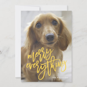 Festiva Tarjeta de Foto Merry Everything con Letra Funky