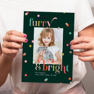 Festiva Tarjeta de foto navideña brillante y peluda