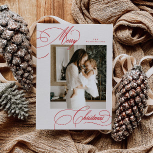 Festiva Tarjeta de foto navideña de escritura navideña mod