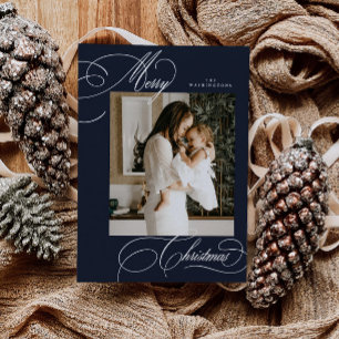 Festiva Tarjeta de foto navideña de escritura navideña mod