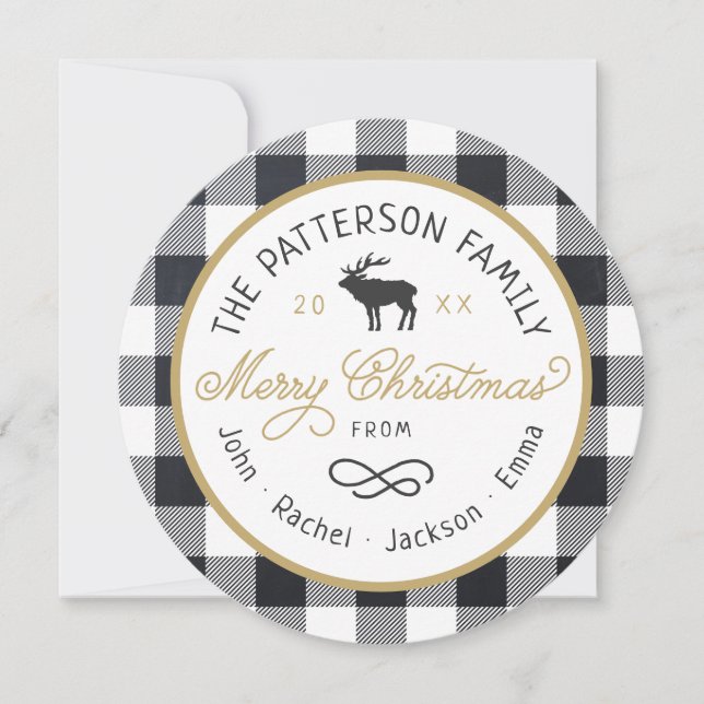 Festiva Tarjeta de foto navideña de reno ruso (Anverso)