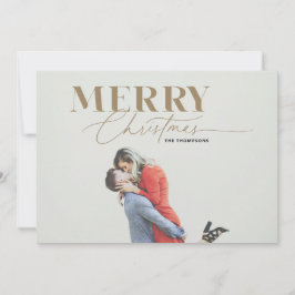 Festiva Tarjeta de foto navideña Gold Merry Magic Script S