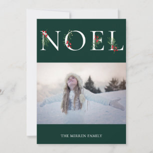 Festiva Tarjeta de foto navideña plana adornada con NOEL b