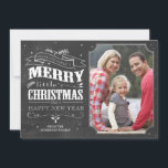 Festiva Tarjeta de foto navideña Rustic Chalkboard<br><div class="desc">Tarjeta de foto navideña 7x5 Rustic Chalkboard. ¡Personalizable. Parte de una colección.</div>