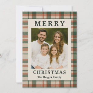 Festiva Tarjeta de foto navideña Rustic Plaid Personalizad