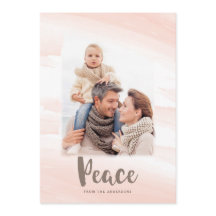 Tarjeta de foto PEACE con lavado de acuarela moder