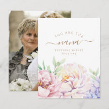 Tarjeta de foto personalizada floral para Nana