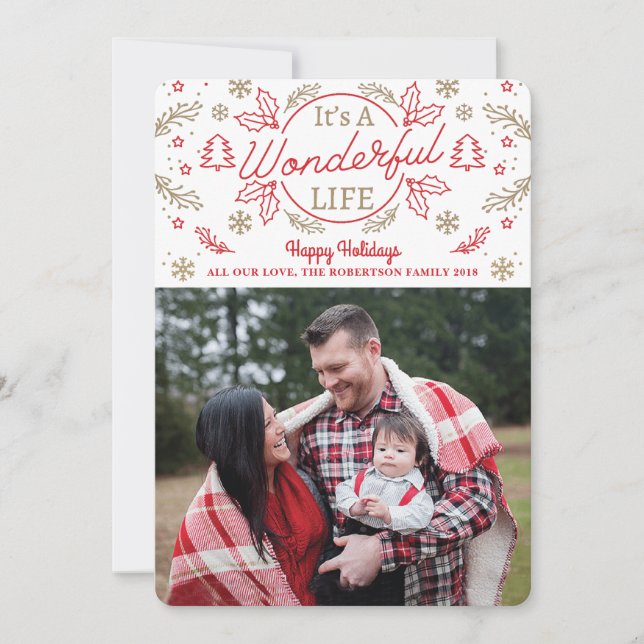 Festiva Tarjeta de Foto Personalizada 'It's A Wonderful Li (Anverso)