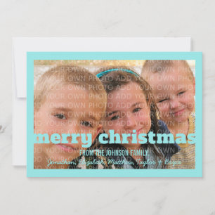 Festiva Tarjeta de foto plana Aqua Typography Merry Christ