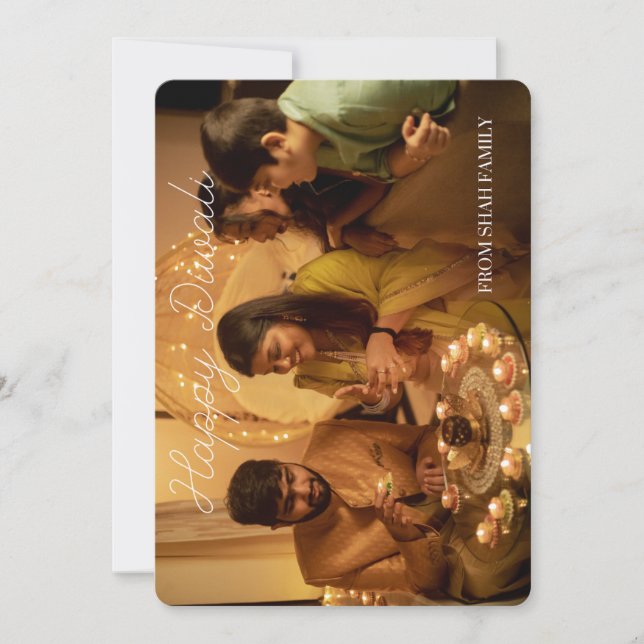 Festiva Tarjeta de foto plana Diwali (Anverso)