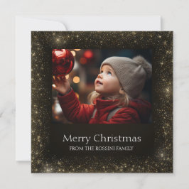 Festiva Tarjeta de foto Purpurina moderna de Faux Black an