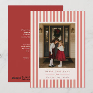Festiva Tarjeta de foto roja de rayas clásicas elegantes