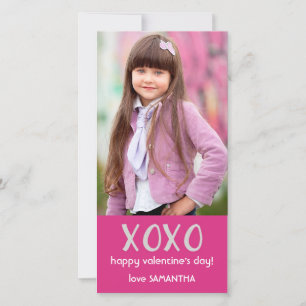Festiva Tarjeta de foto rosa XOXO Valentine