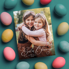 Festiva tarjeta de foto vertical de bendiciones de Pascua