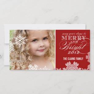FESTIVA TARJETA DE FOTOGRAFÍA DE MERRY Y BRIGHT   ROJO