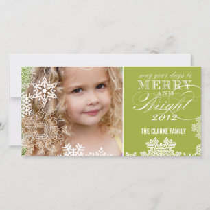 FESTIVA TARJETA DE FOTOGRAFÍA DE MERRY Y BRIGHT   VERDE CL